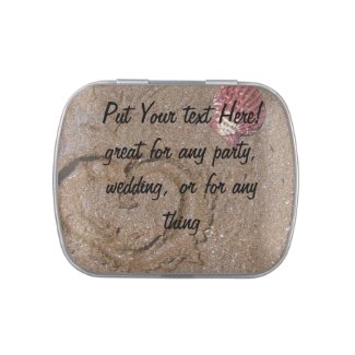 create you own: heart and shells on a sandy beach candy tins