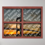 Create Your Own 4 Pane Red Wood Window Frame Posters