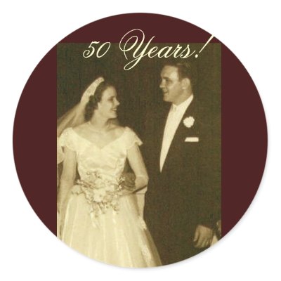 Create your own 50th Anniversary Invitations Round Sticker by perfectpostage