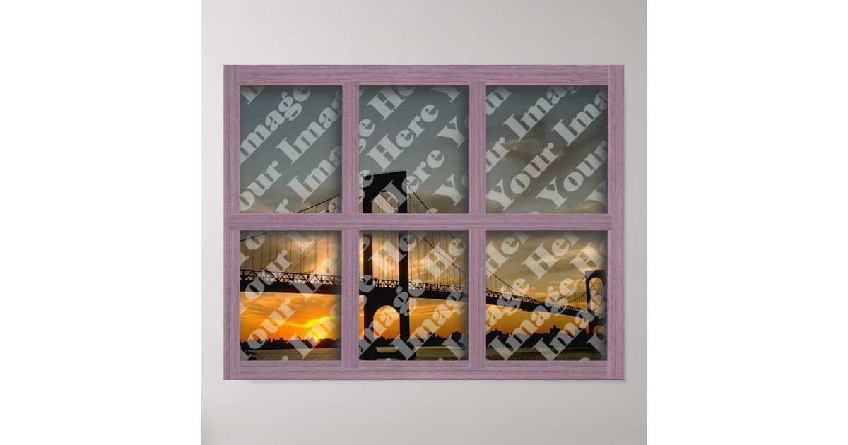 Create Your Own 6 Pane Pink Wood Window Frame Poster Zazzle