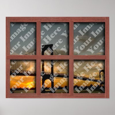 Create Your Own 6 Pane Red Wood Window Frame Print