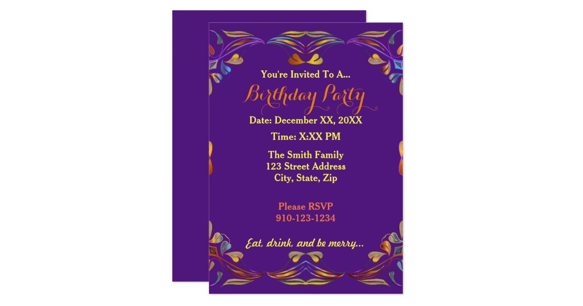 create your own colorful birthday party invitation zazzle how to create a party invitation
