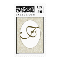 Create your own damask wedding stamp - Monogram F stamps