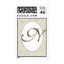 Create your own damask wedding stamp - Monogram N stamps