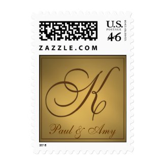 Create your own gold wedding postage - Letter k stamp