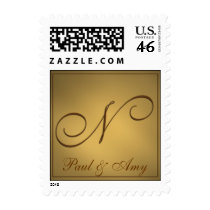 Create your own gold wedding postage - Letter n stamps