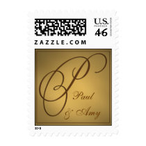 Create your own gold wedding postage - Letter P stamps