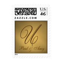 Create your own gold wedding postage - Letter U stamps