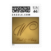 Create your own gold wedding postage - Letter W postage