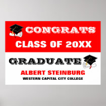Create Your Own Graduation Banner Poster Red 1 posters