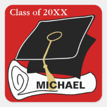 Create Your Own Graduation Sticker Cap Red stickers