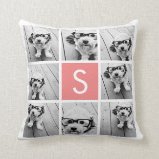 Create Your Own Instagram Collage Custom Monogram Pillow