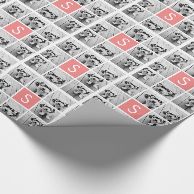 Create Your Own Instagram Collage Custom Monogram Wrapping Paper 4/4