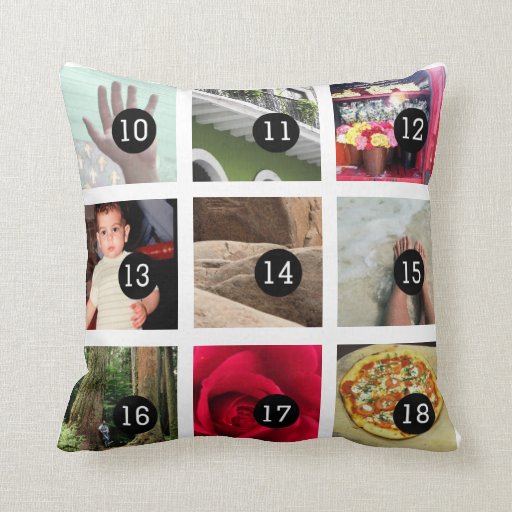 Create your own photo album with 18 images throw pillow zazzle