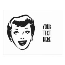CREATE YOUR OWN RETRO HAPPY LADY HEAD GIFTS postcards