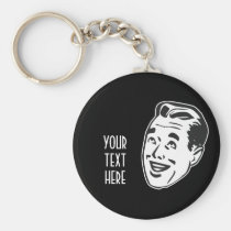CREATE YOUR OWN RETRO HAPPY MAN HEAD GIFTS keychains