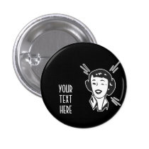 CREATE YOUR OWN RETRO HAPPY WINKING LADY GIFTS buttons