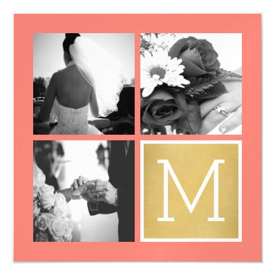 Create Your Own Wedding Photo Collage Monogram Magnetic Invitations