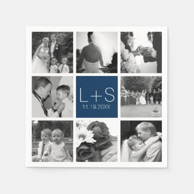 Create Your Own Wedding Photo Collage Monogram Napkin
