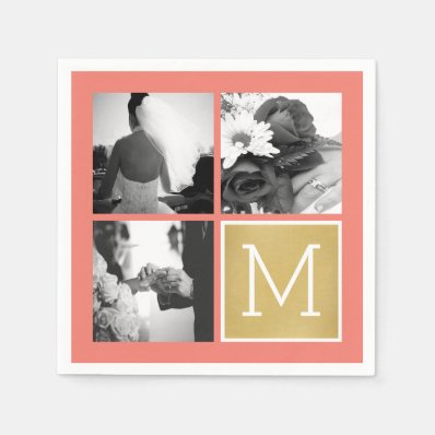 Create Your Own Wedding Photo Collage Monogram Napkin