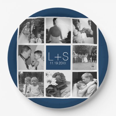 Create Your Own Wedding Photo Collage Monogram Paper Plate