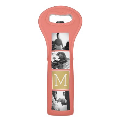 Create Your Own Wedding Photo Collage Monogram Wine Bags