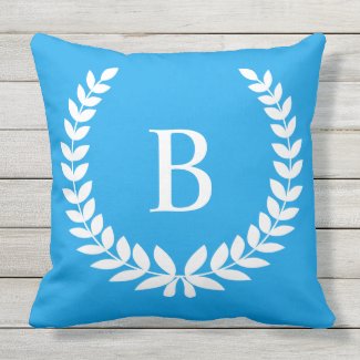 Create Your Own White Laurel Wreath Monogram Pillow