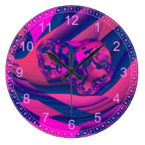 Creating Worlds – Abstract Fractal Magenta Magic wall clocks