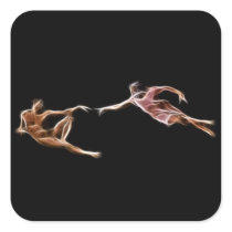 Creation of Adam Michelangelo Fractal Painting Square Sticker