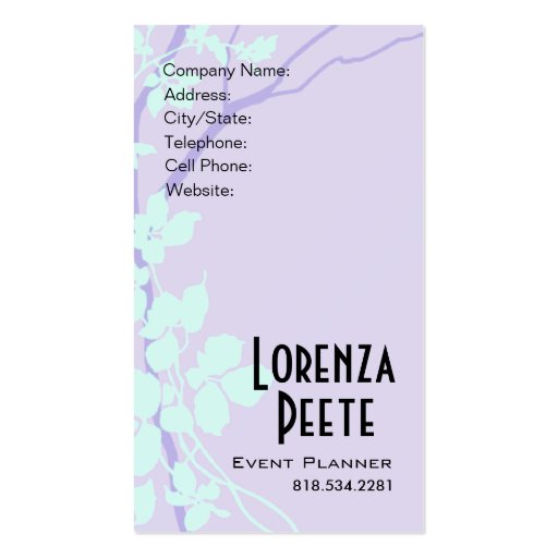 Creative Branches (Event Planner) Business Card Templates (back side)