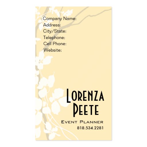 Creative Branches (Event Planner) Business Card Template (back side)
