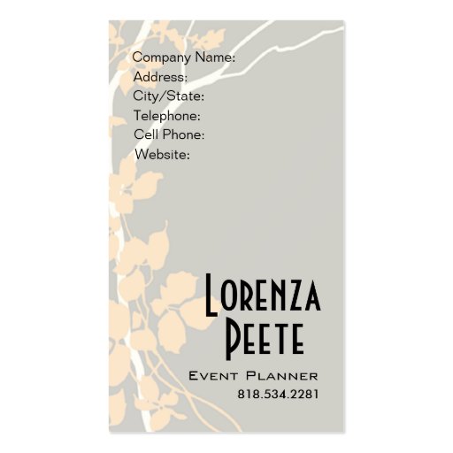 Creative Branches (Event Planner) Business Card Templates (back side)