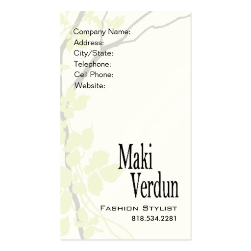 Creative Branches (Fashion Stylist) Business Card Templates (back side)