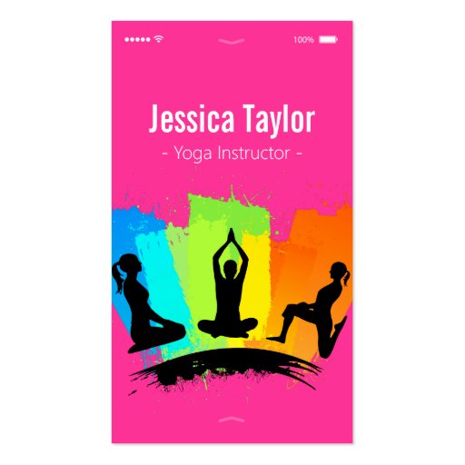 Creative Colorful YOGA Pilates Instructor Business Card (front side)