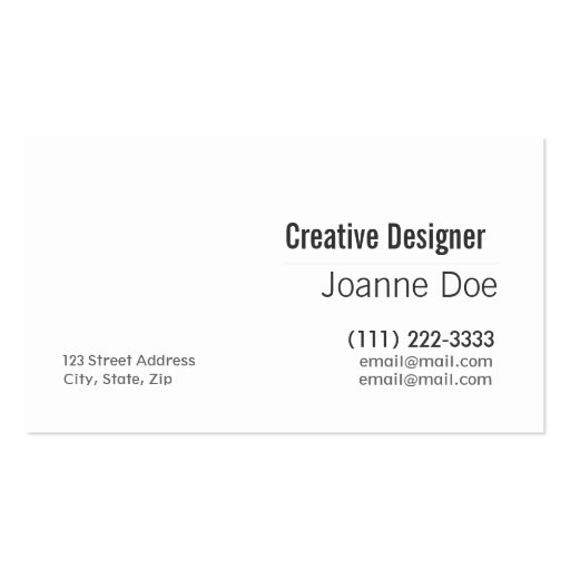 Creative Designer Business Card (back side)