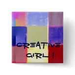 Creative girl ! with colorful checks buttons