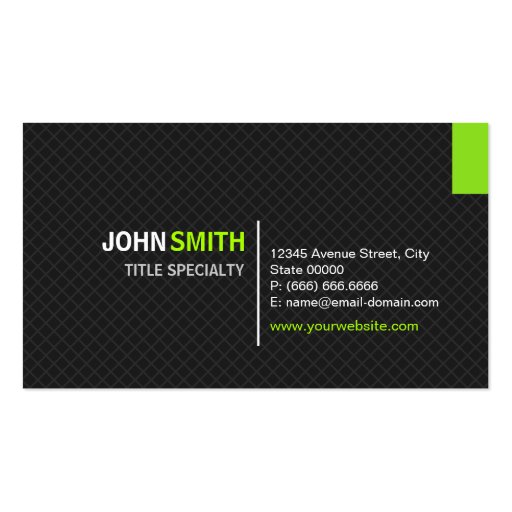 Creative Modern Twill Grid - Black and Mint Green Business Card Template (front side)