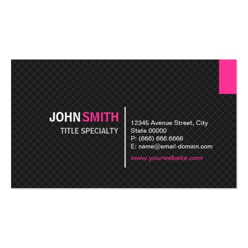Creative Modern Twill Grid - Black and Pink Business Card Template (front side)