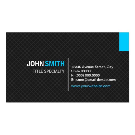 Creative Modern Twill Grid - Black and Sky Blue Business Cards (front side)