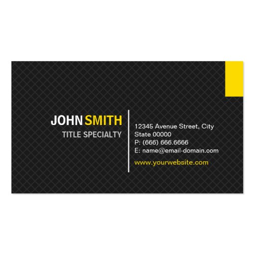 Creative Modern Twill Grid - Black and Yellow Business Cards (front side)