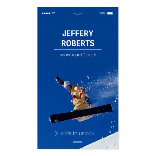 Creative Snowboard Coach Instructor Business Card Templates (front side)