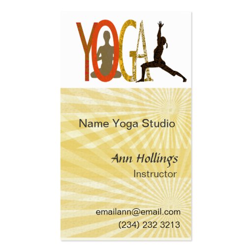 Creative Yoga Lover & Instructor Business Cards (front side)
