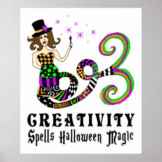 Creativity Spells Halloween Magic Magical Mermaid Poster
