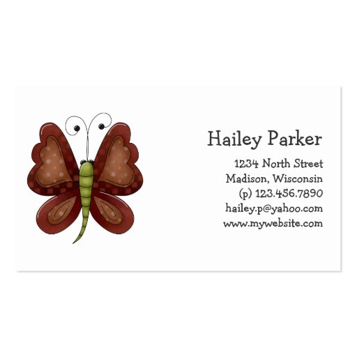 Creator's Canvas · Dark Brown Butterfly Business Card (front side)