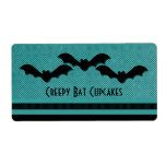 Creepy Bats Halloween Baking Labels, Teal