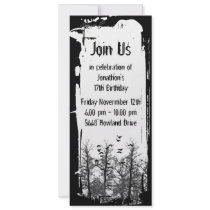 Creepy Birds And Trees Gothic Grunge Invitation
