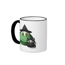 Creepy Candy Corn Witch And Cat Coffee Mug