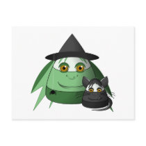 Creepy Candy Corn Witch And Cat Postcards