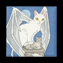 Creepy cat square magnet