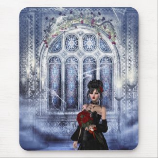 Creepy Church Mousepad with Goth Bride mousepad